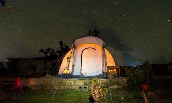 Barbuda tent under starry sky