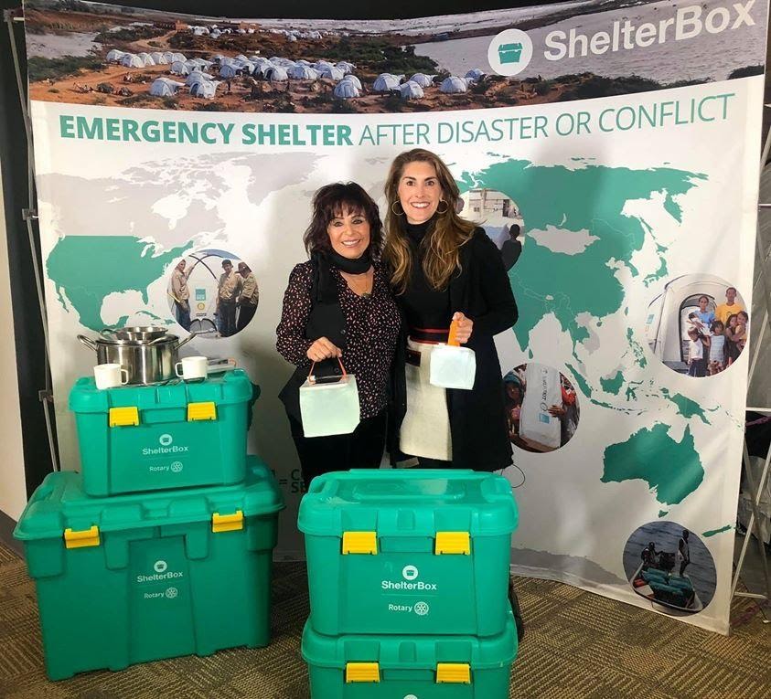 Laura Angelini and ShelterBox president Kerri Murray