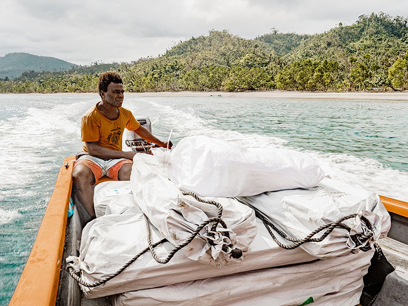 ShelterBox items arriving by boat in Vanuatu